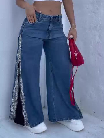 Jean zippé léopard Wild Side