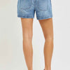 RISEN Elastic Band Slouchy Denim Shorts with Star Patched Details
