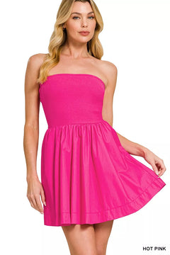 Pretty in Pink & Ready to Twirl Tube Mini Dress – Hot Pink