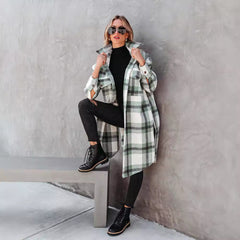 Plaid Button Flannel Long Coat