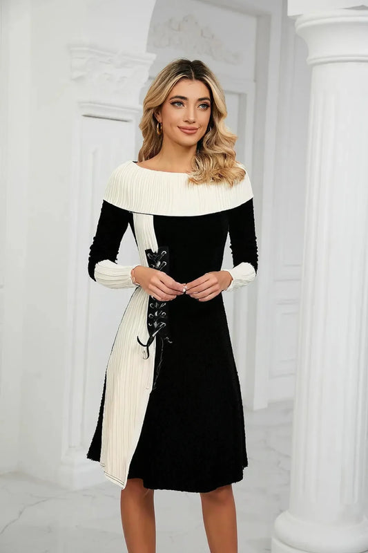 Aurelia Colorblock Patchwork Midi Dress