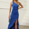 One-Shoulder Asymmetric Maxi Dress with Twist Detail