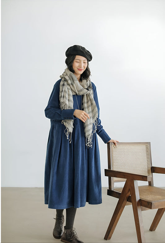 Vintage Muse Corduroy Midi Dress