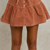 SO ME Mineral Wash Pintucked Corduroy Mini Flared Skirt