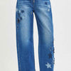 RISEN Elastic Band Slouchy Cropped Barrel with Star Patch