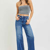 RISEN High Rise Wide Leg Jeans With Cuffed Hem