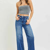 RISEN High Rise Wide Leg Jeans With Cuffed Hem