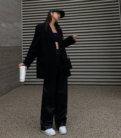 Casual Loose-Fit Black Streetwear Pants