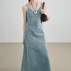 Azure Allure – Slim Waist Denim Suspender Dress
