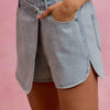 SO ME Washed Denim Wrap Skorts