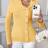 Asymmetrical Ribbed Button Up Cardigan