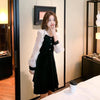 Chiffon Panel Velvet Elegance Dress