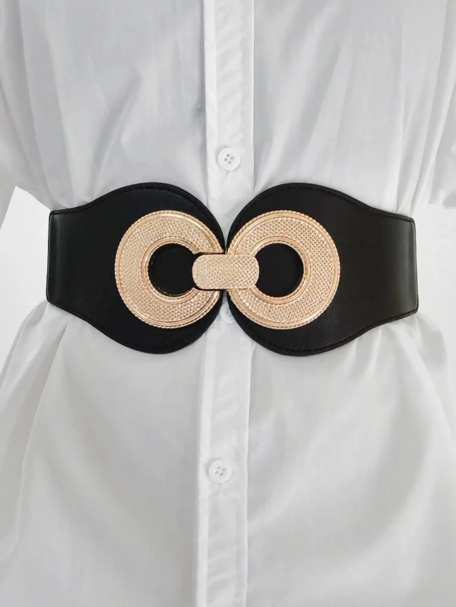 Alloy Buckle Elastic PU Belt - Lustreve