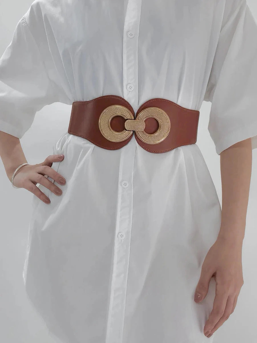 Alloy Buckle Elastic PU Belt - Lustreve