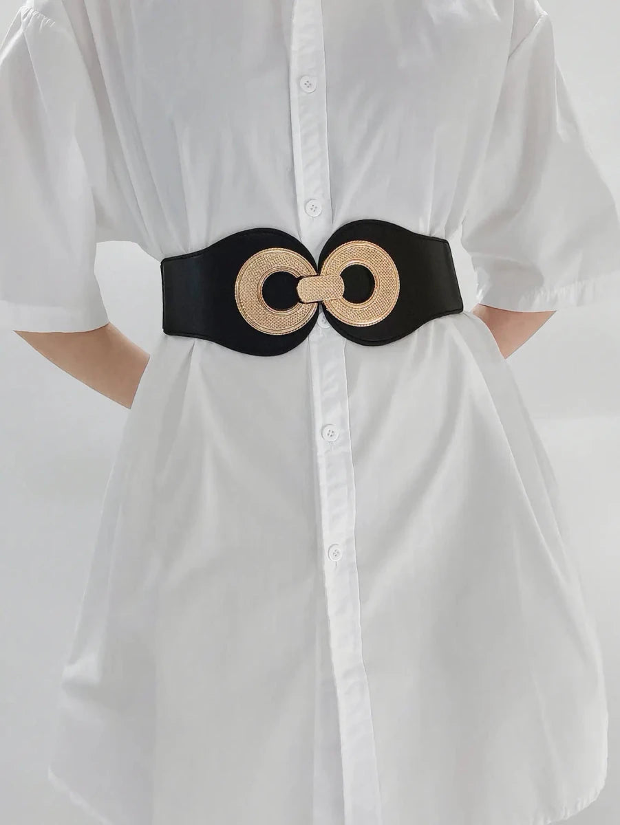 Alloy Buckle Elastic PU Belt - Lustreve