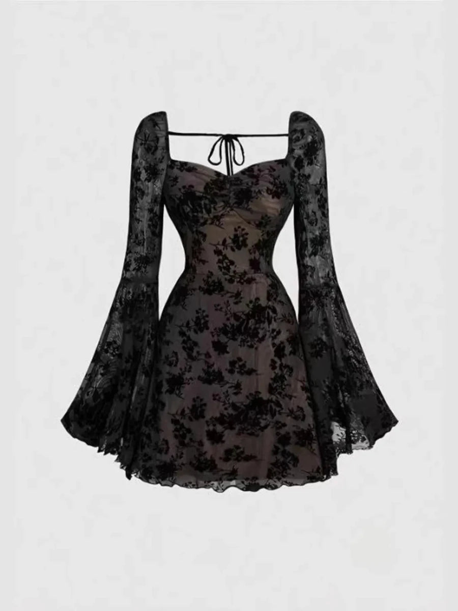 Anastasia Fleur Lace Sleeve Mini Dress - Lustreve