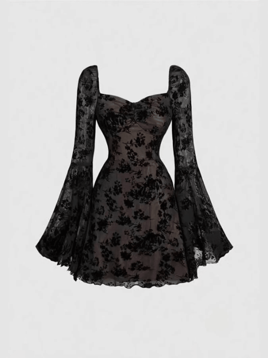 Anastasia Fleur Lace Sleeve Mini Dress - Lustreve