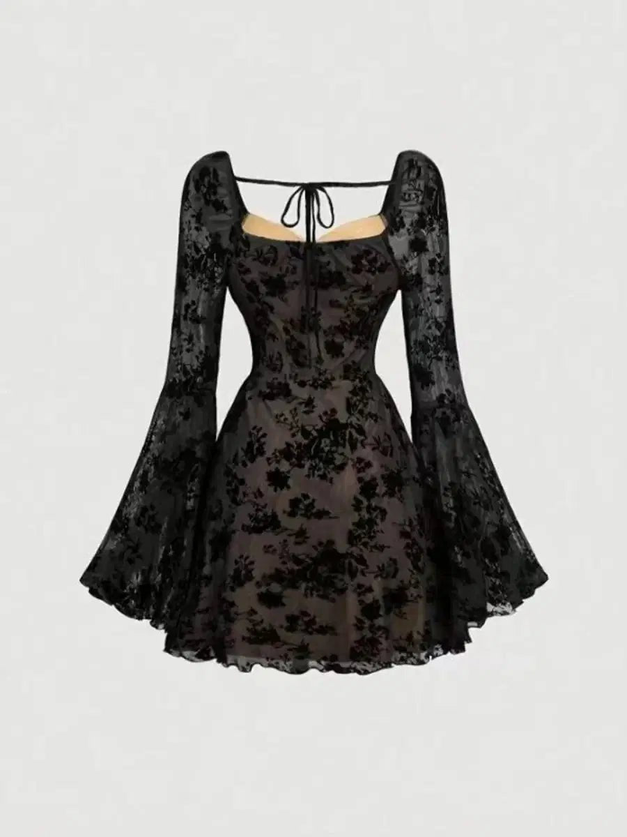 Anastasia Fleur Lace Sleeve Mini Dress - Lustreve