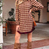 Apple Cider Mood Plaid Ruffle Shirt Mini Dress - Lustreve