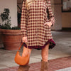 Apple Cider Mood Plaid Ruffle Shirt Mini Dress - Lustreve