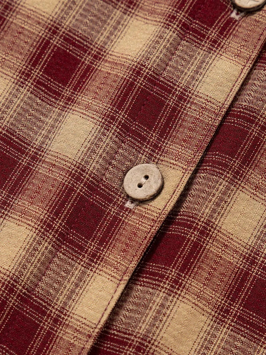 Apple Cider Mood Plaid Ruffle Shirt Mini Dress - Lustreve