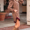 Apple Cider Mood Plaid Ruffle Shirt Mini Dress - Lustreve