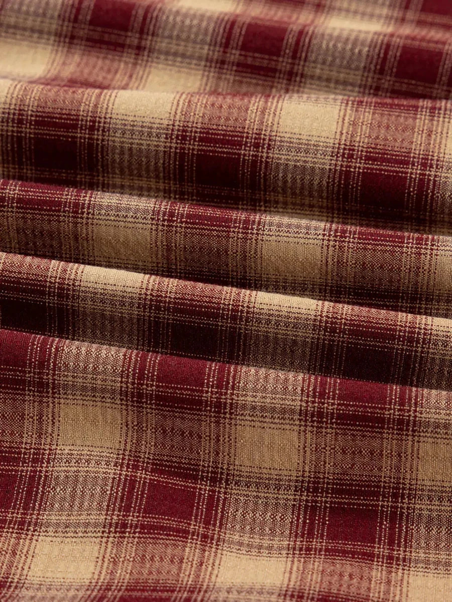 Apple Cider Mood Plaid Ruffle Shirt Mini Dress - Lustreve