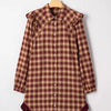 Apple Cider Mood Plaid Ruffle Shirt Mini Dress - Lustreve