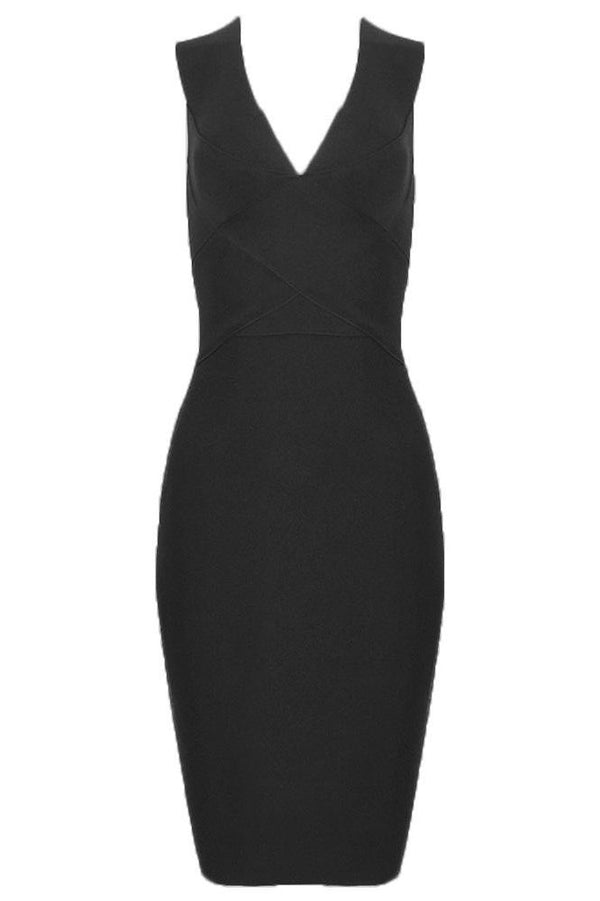 Sculpted Elegance V-Neck Bandage Dress