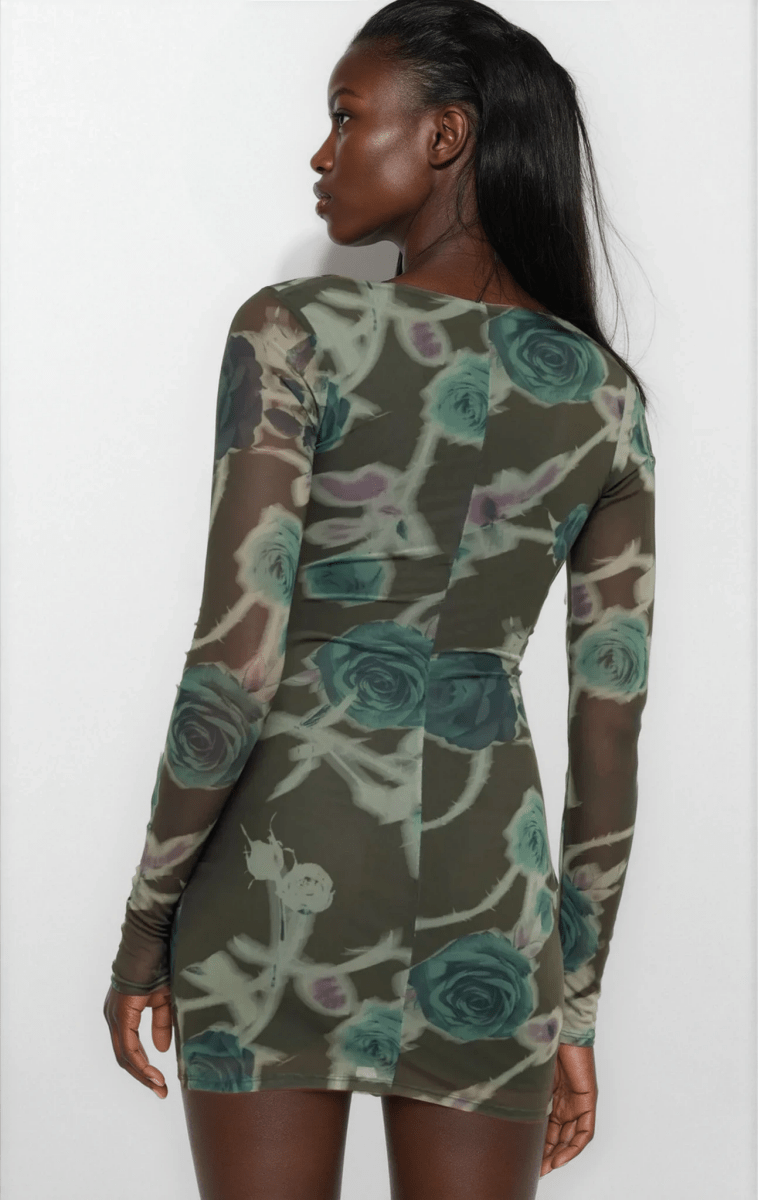 Aurelia Rose Mirage Mesh Dress with Keyhole Detail - Lustreve