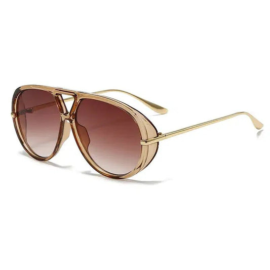 Aviator Fashion Sunglasses with Yellow Tinted Lenses - Lustreve