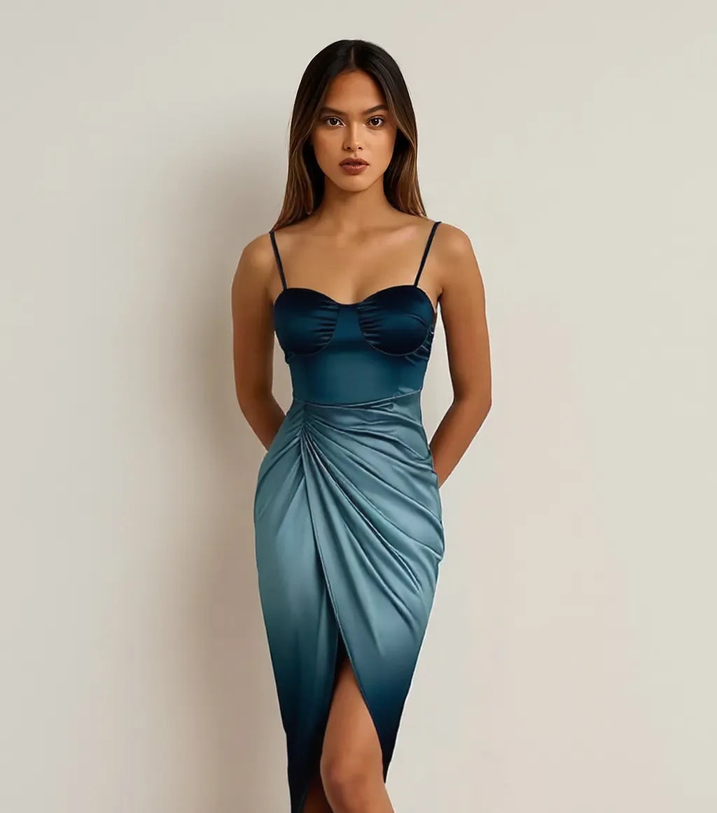 Sapphire Rush Gradient Midi Dress