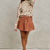 SO ME Mineral Wash Pintucked Corduroy Mini Flared Skirt
