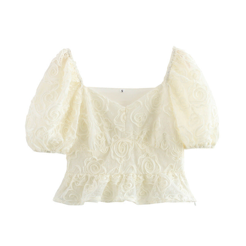 Floral Dream – Embroidered Puff  Top