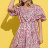 And The Why Full Size Floral Surplice Puff Sleeve Dress