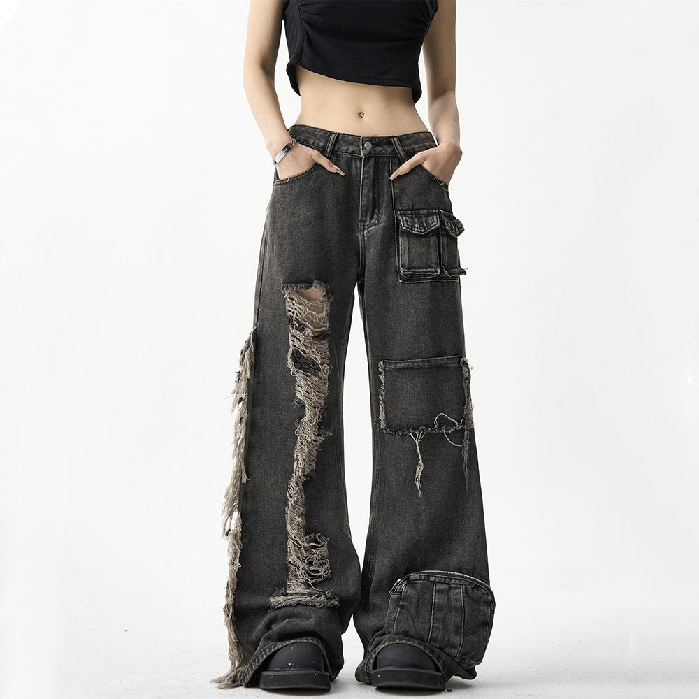 Back Street Ripped Cargo Jeans