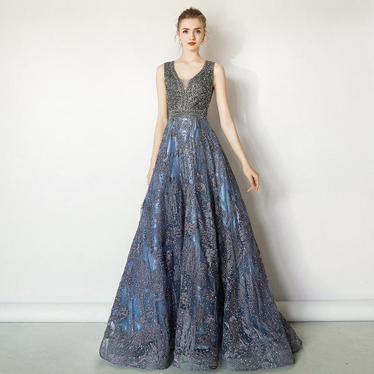 Deep Blue Minimalist Grace Gown