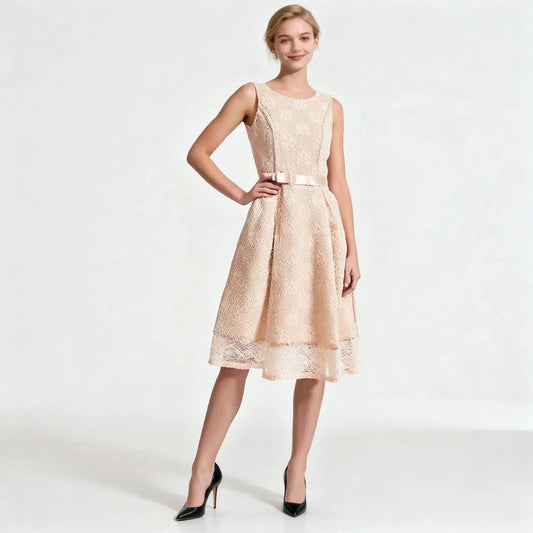 Robe longue élégante en dentelle sans manches – Robe de demoiselle d'honneur et de soirée sexy 