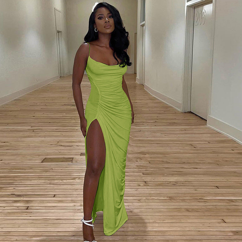 Sultry Midnight Muse Pleated Slip Dress