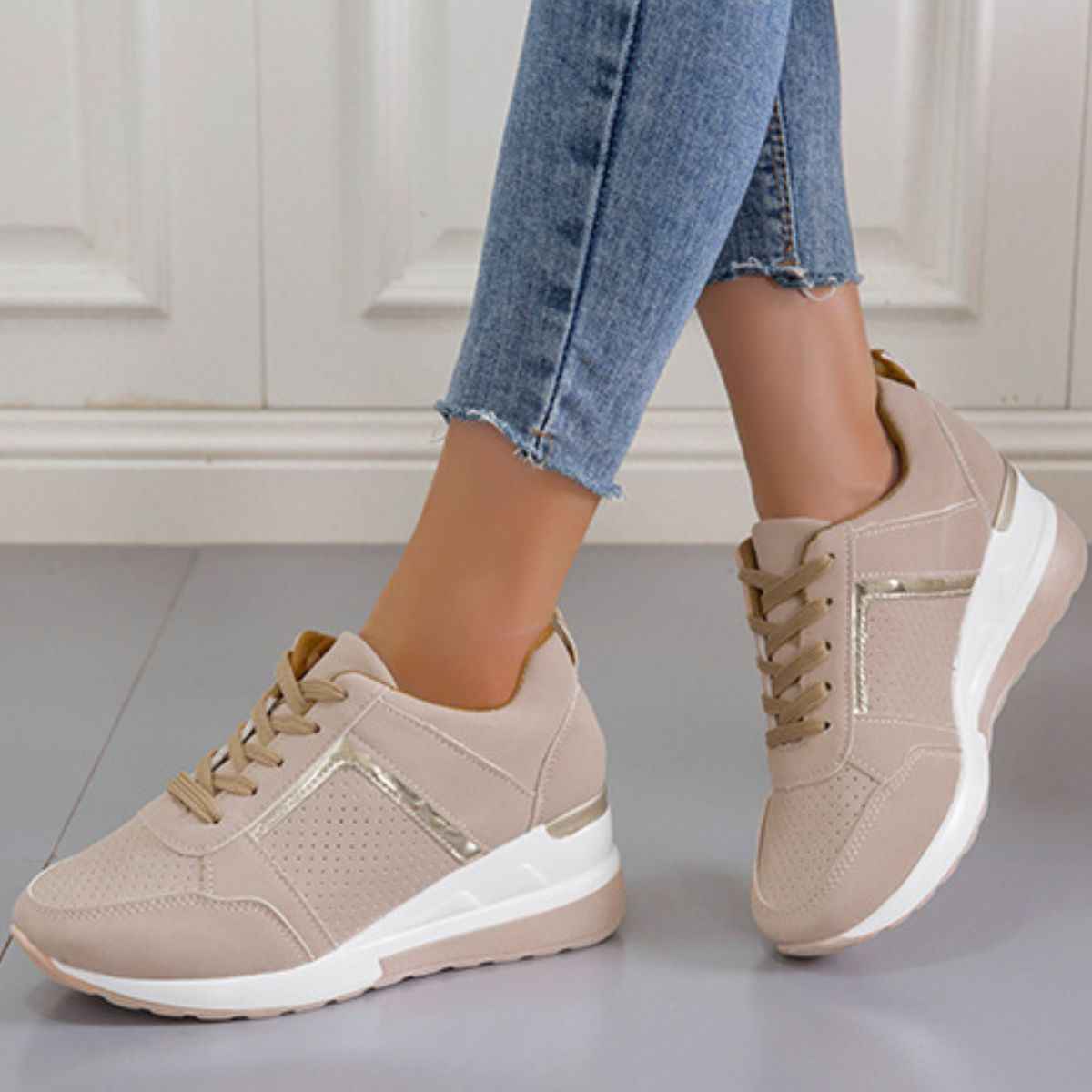 Lace Up Wedge Sneakers