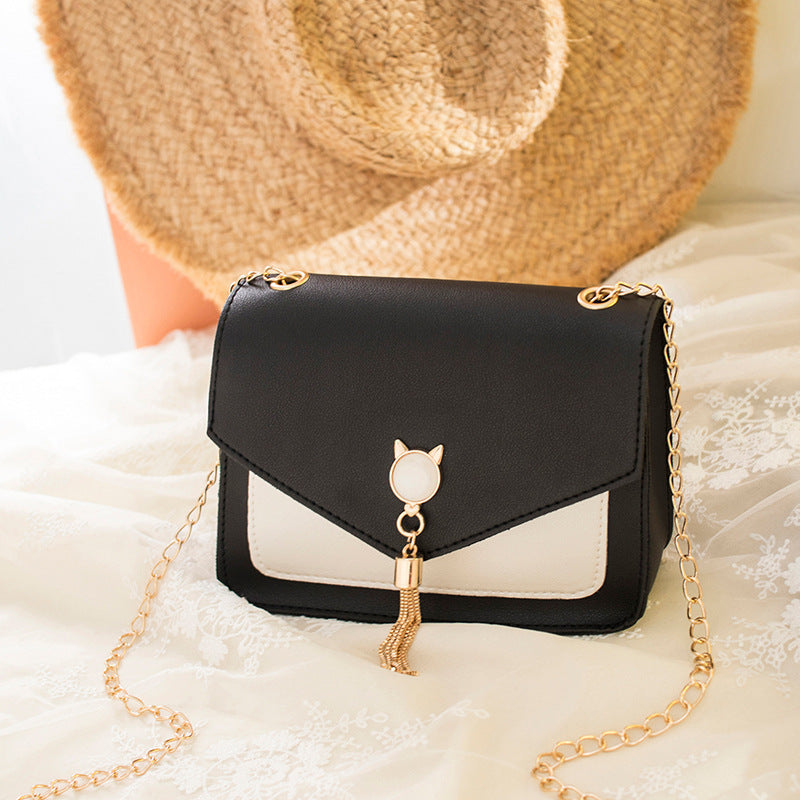 Sweet & Cute Small Messenger Bag – Cat Tassel Chain Shoulder Square Bag