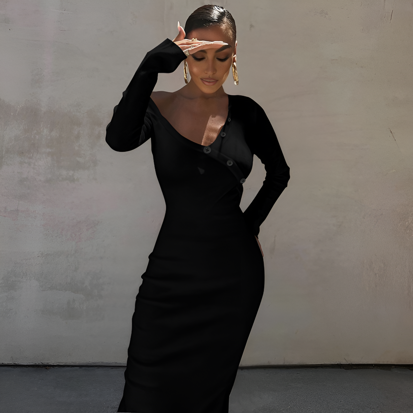 After Midnight Slant-Shoulder Maxi Dress