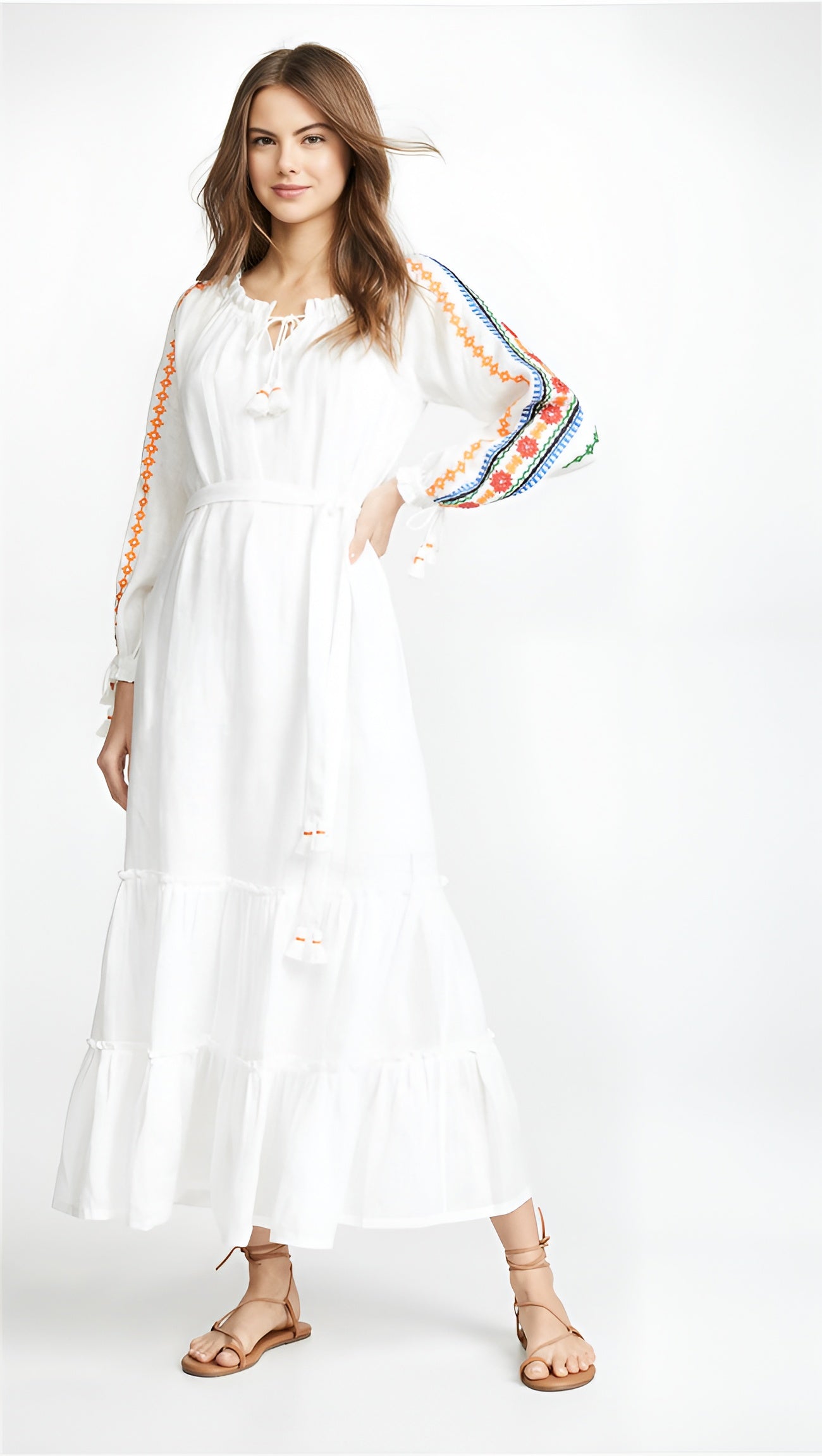 Ethereal Blossom Boho Fringe Maxi Dress
