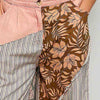 POL Striped Floral Patchwork Wide leg Pants with Side Big Star Patch