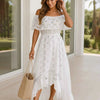 Eyelet Ruffled Hem Off-Shoulder Dress