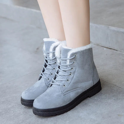 Women's Winter Snow Boots – Large Size Flat Cotton Shoes with Plush Lining