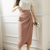 Grace Curve Draped Tulip Midi Skirt