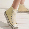 Champagne Drip Glitter Lace-Up Studded Platform Sneakers