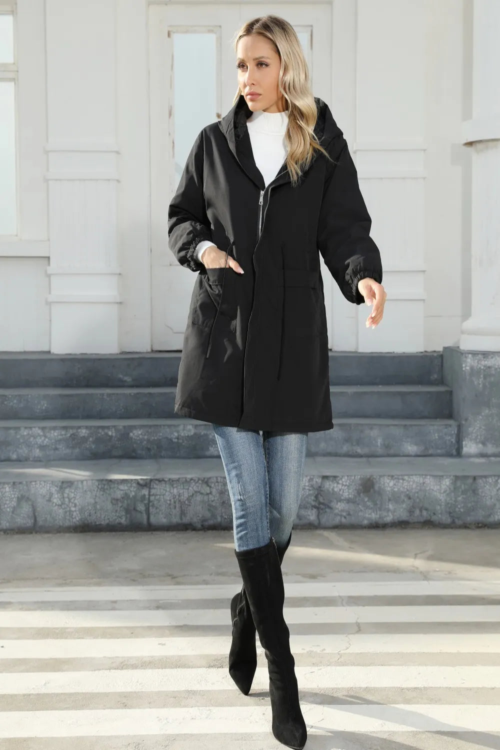 Flincter Hooded Fleece Trench Coat