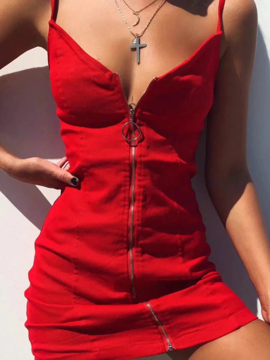 Bad Romance Riley Ring - Zip Mini Dress - Lustreve